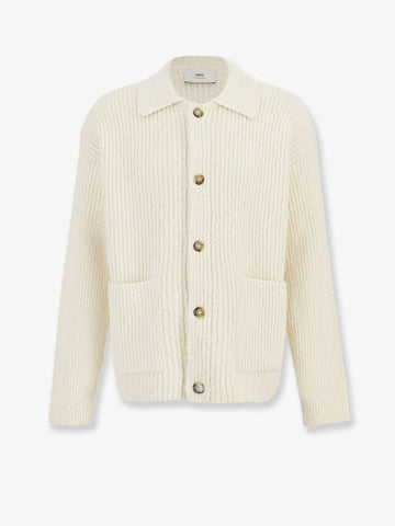 Wool and cotton ribbed cardigan
