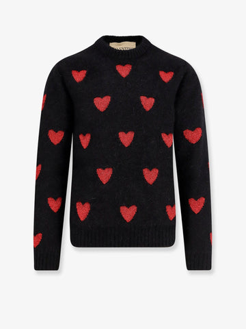 Wool and mohair sweater with lurex hearts