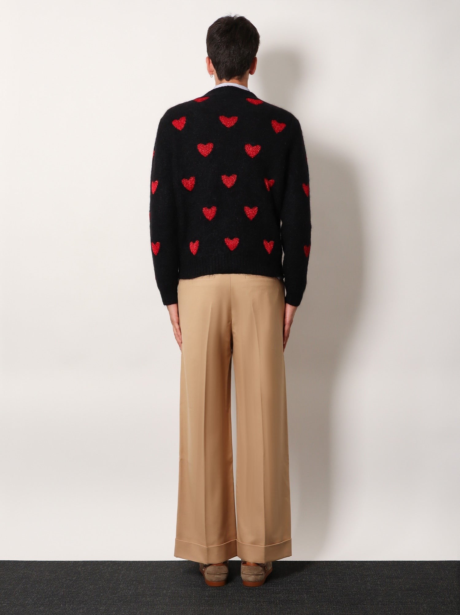 Wool and mohair sweater with lurex hearts