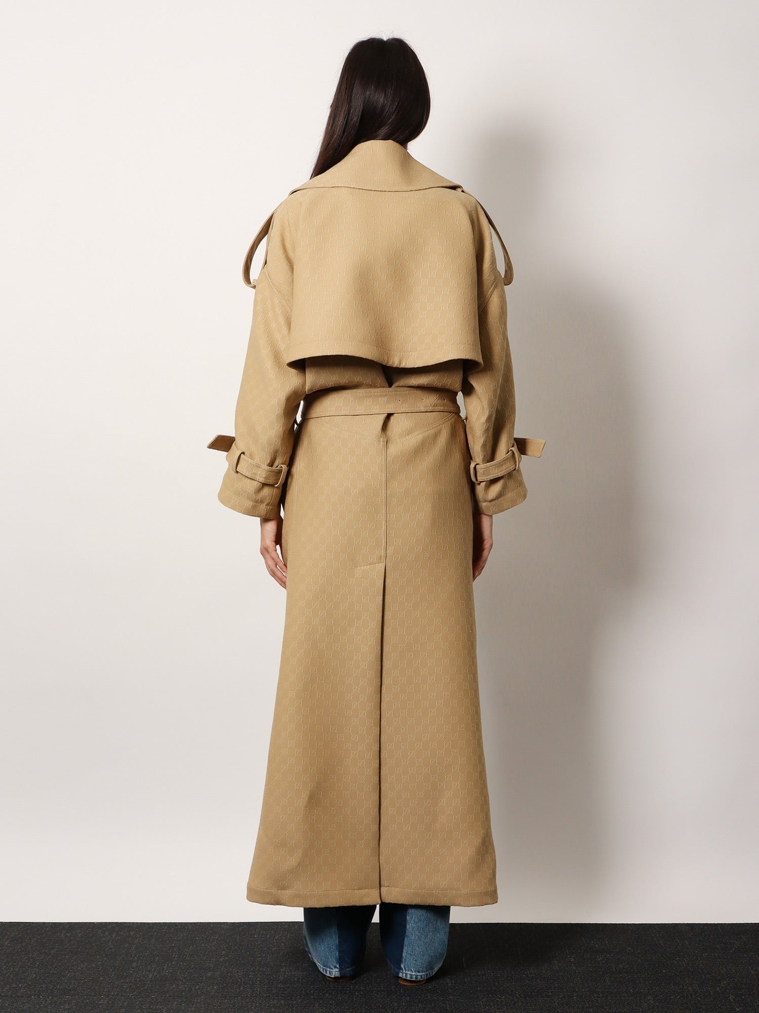 Wool and silk crepe coat with all-over GG motif