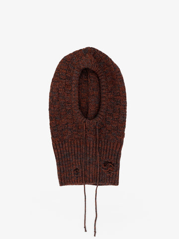 Wool blend balaclava with distressed effect