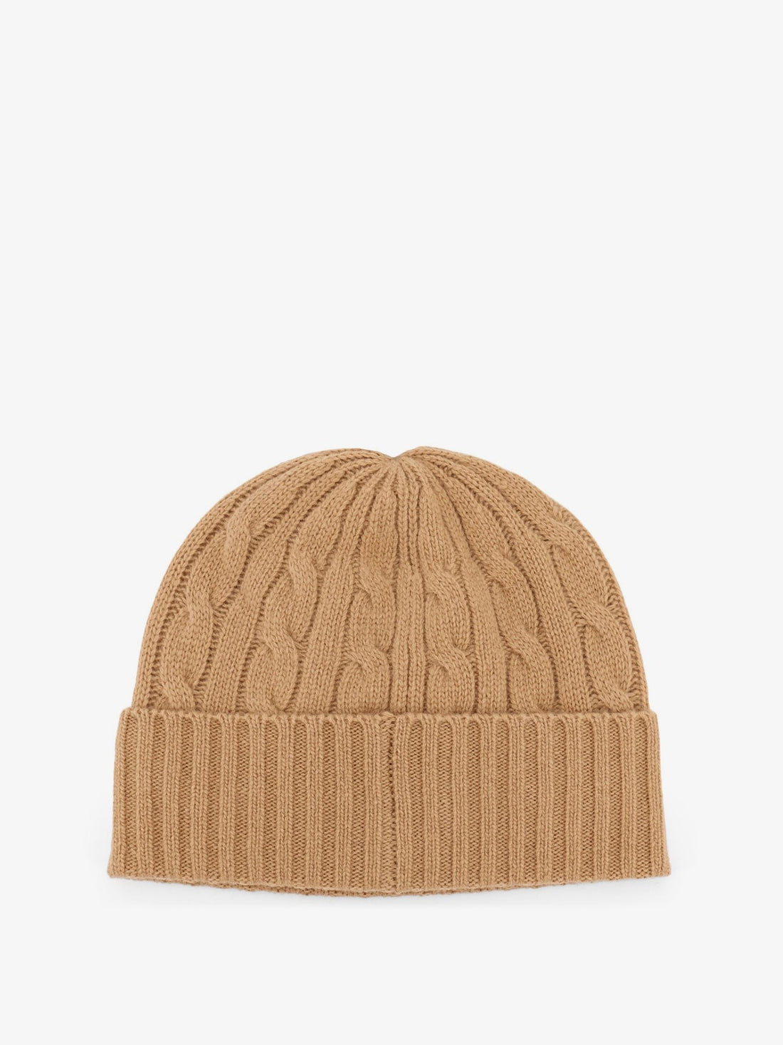 Wool blend cable knit beanie hat