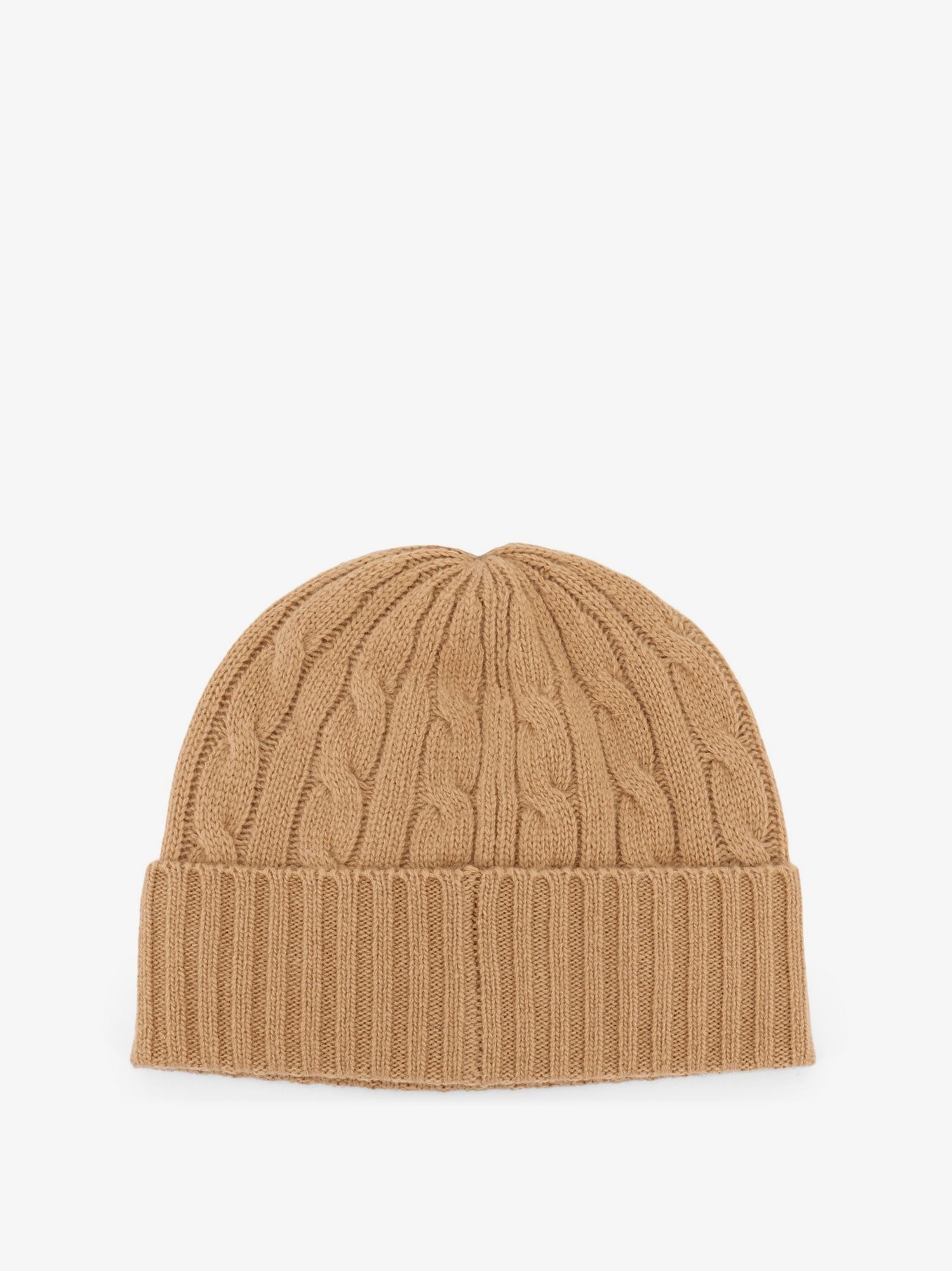 Wool blend cable knit beanie hat