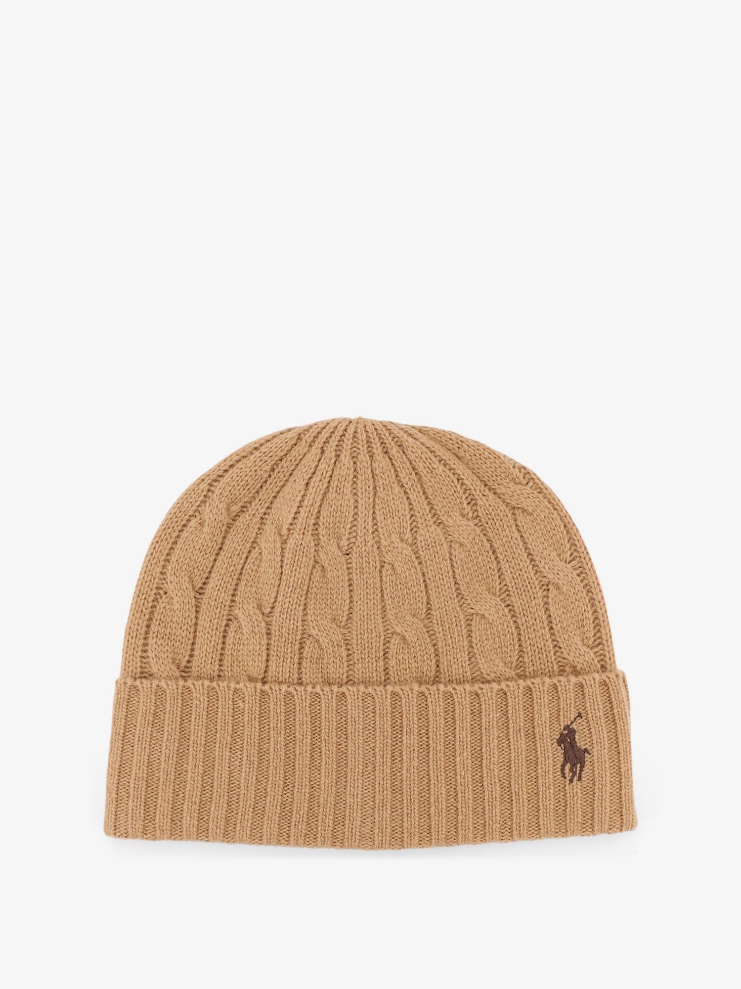 Wool blend cable knit beanie hat