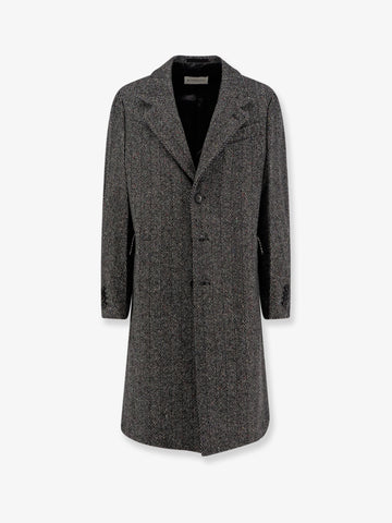 Wool blend coat with herringbone motif