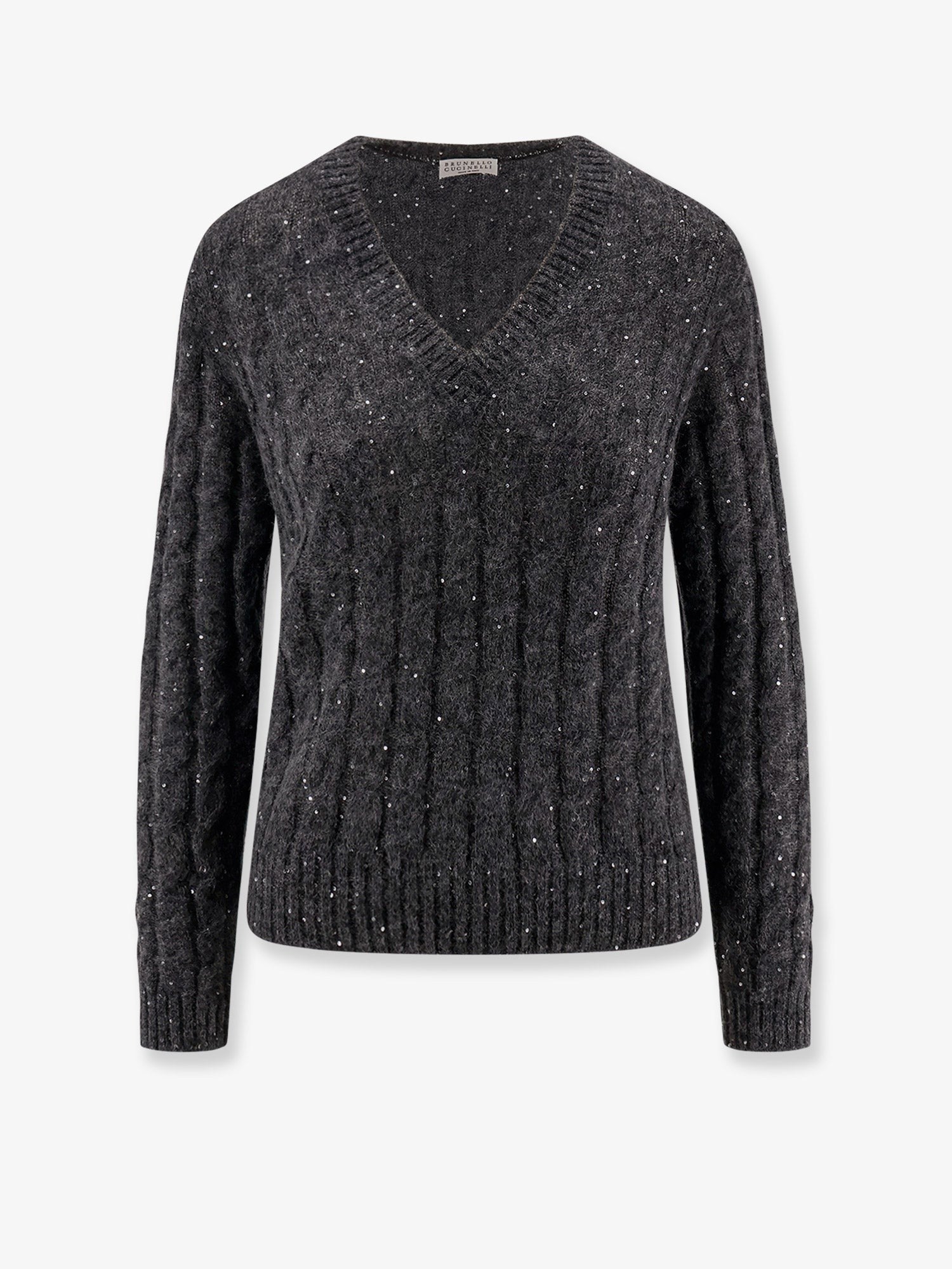 Wool blend sweater with all-over sequins