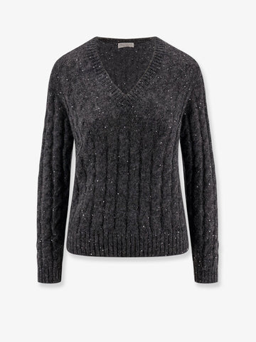 Wool blend sweater with all-over sequins