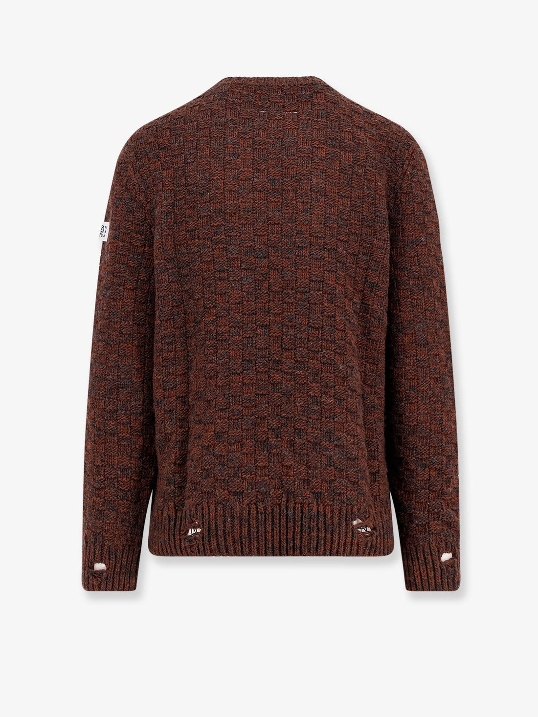 Wool blend sweater with distressed effect