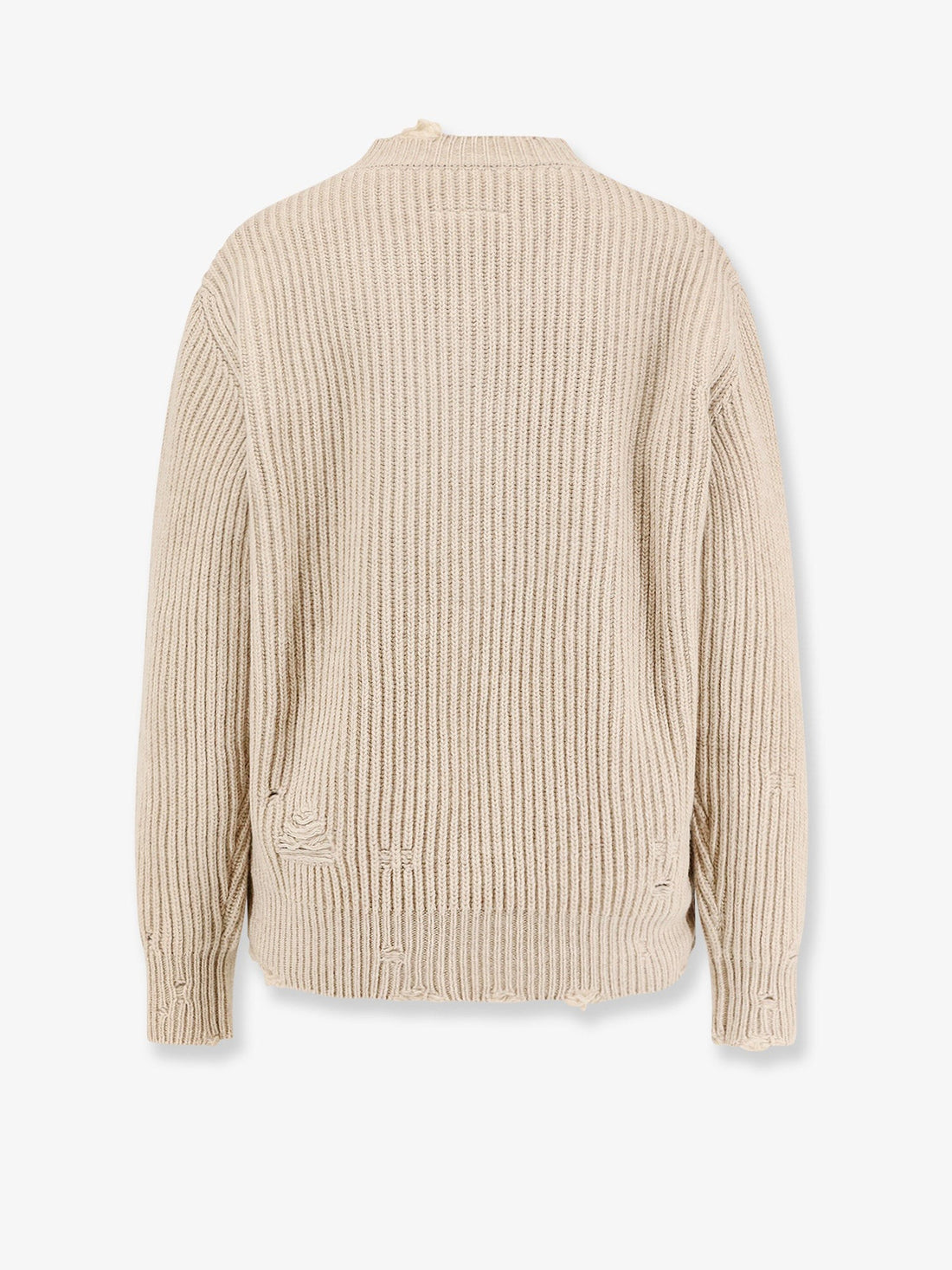 Wool blend sweater with distressed effect