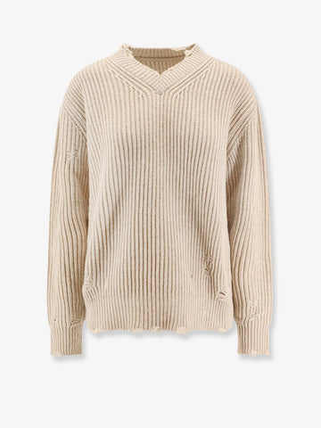 Wool blend sweater with distressed effect