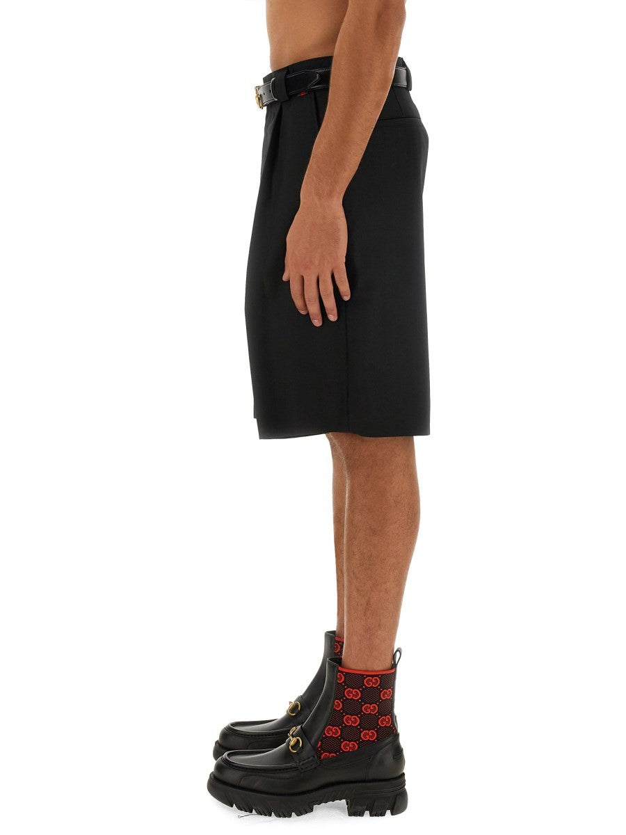 WOOL BLEND TWILL SHORTS