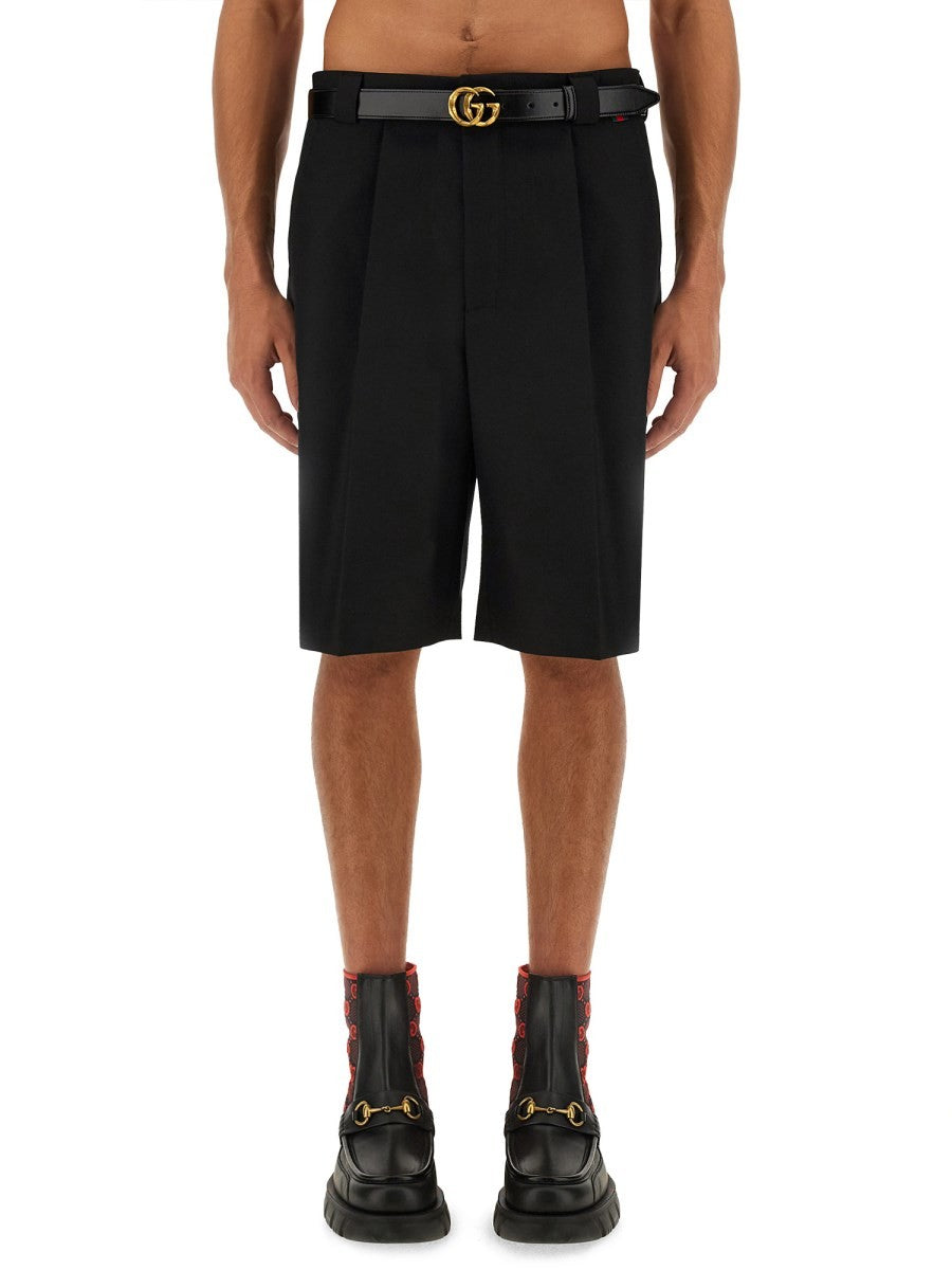 WOOL BLEND TWILL SHORTS