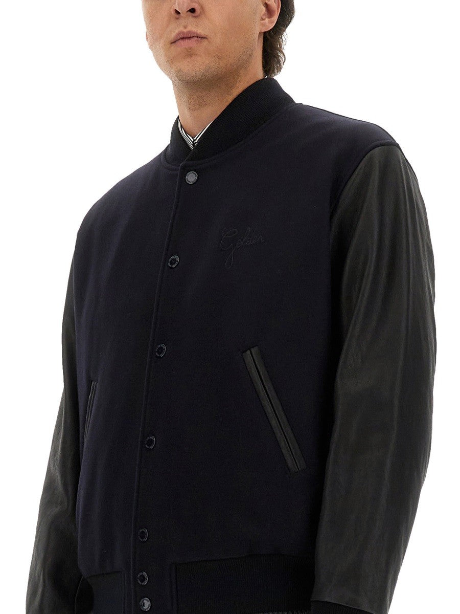 WOOL BOMBER JACKET AND LEATHER SLEEVES