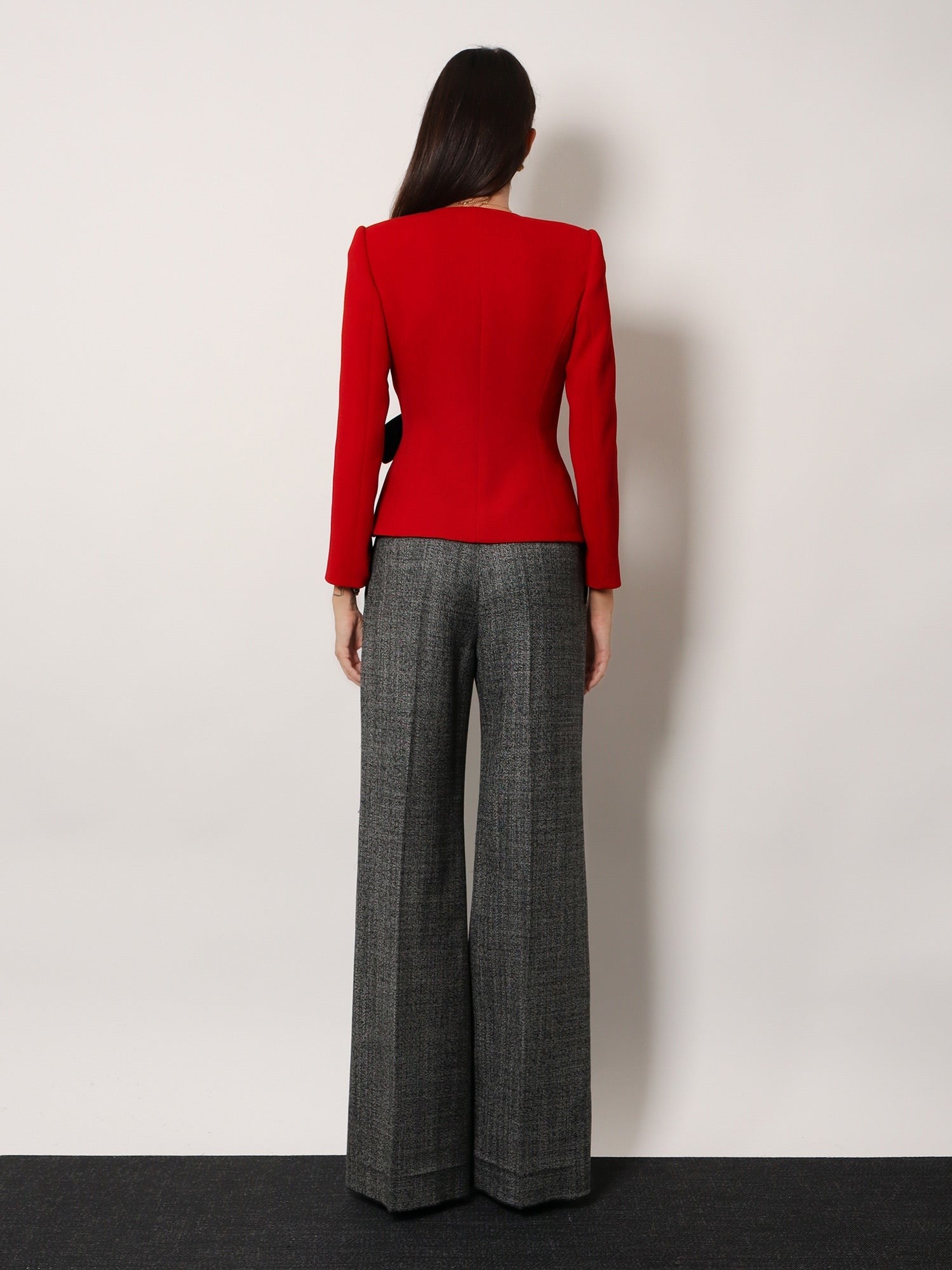 Wool crepe blazer with bow