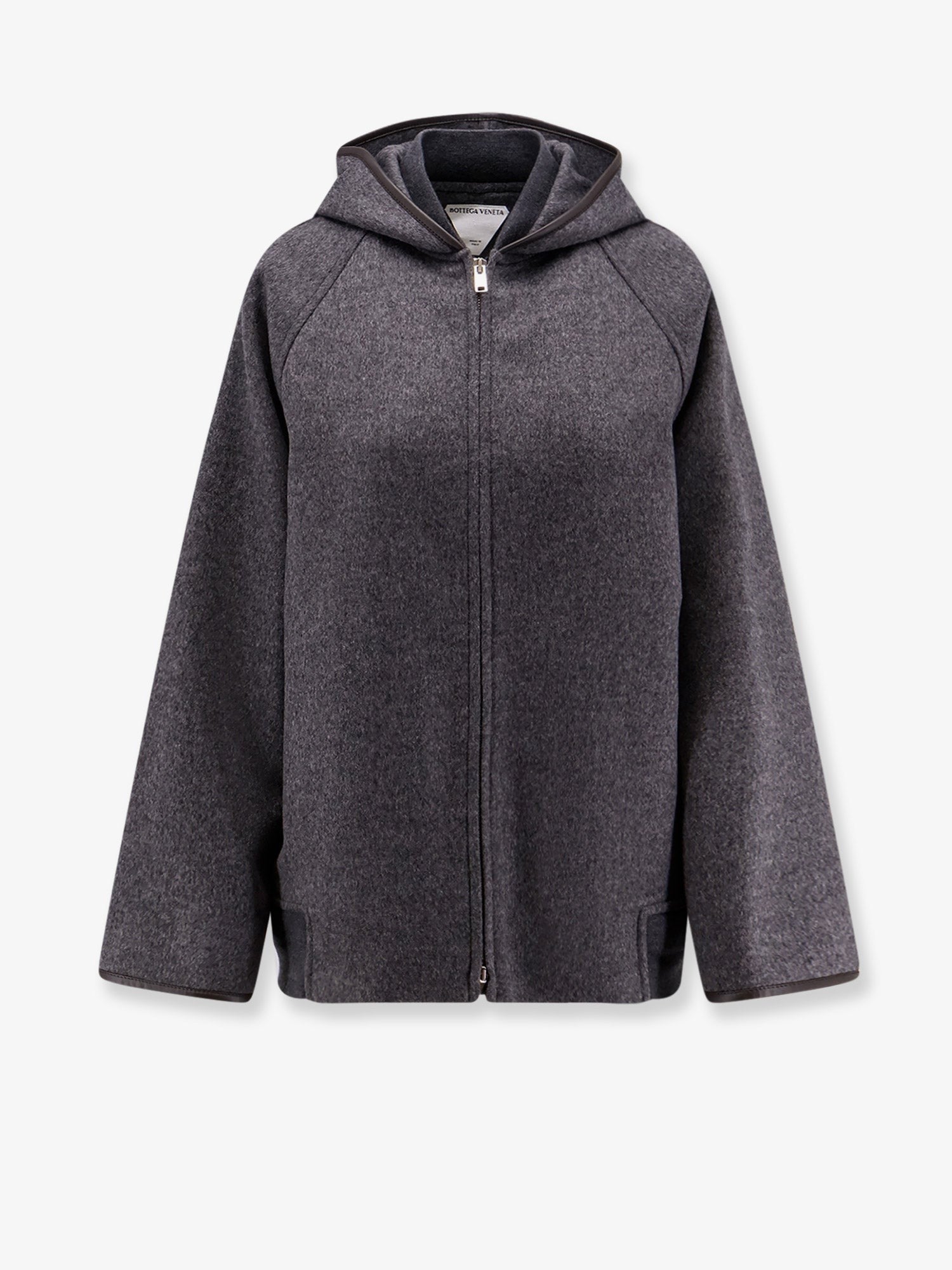 Wool jacket with leather profiles