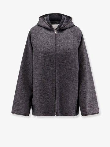 Wool jacket with leather profiles