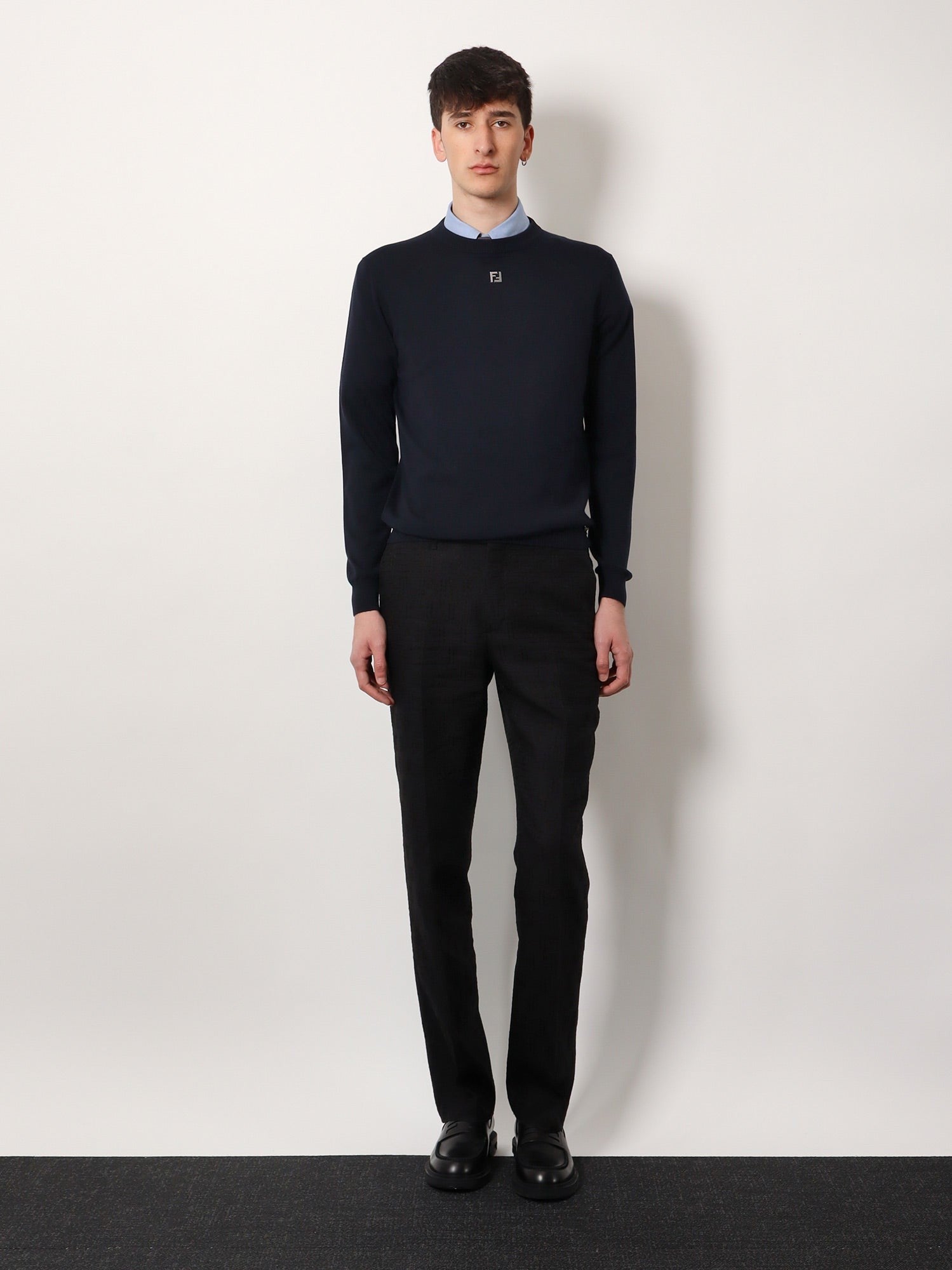 Wool sweater with ff metal logo