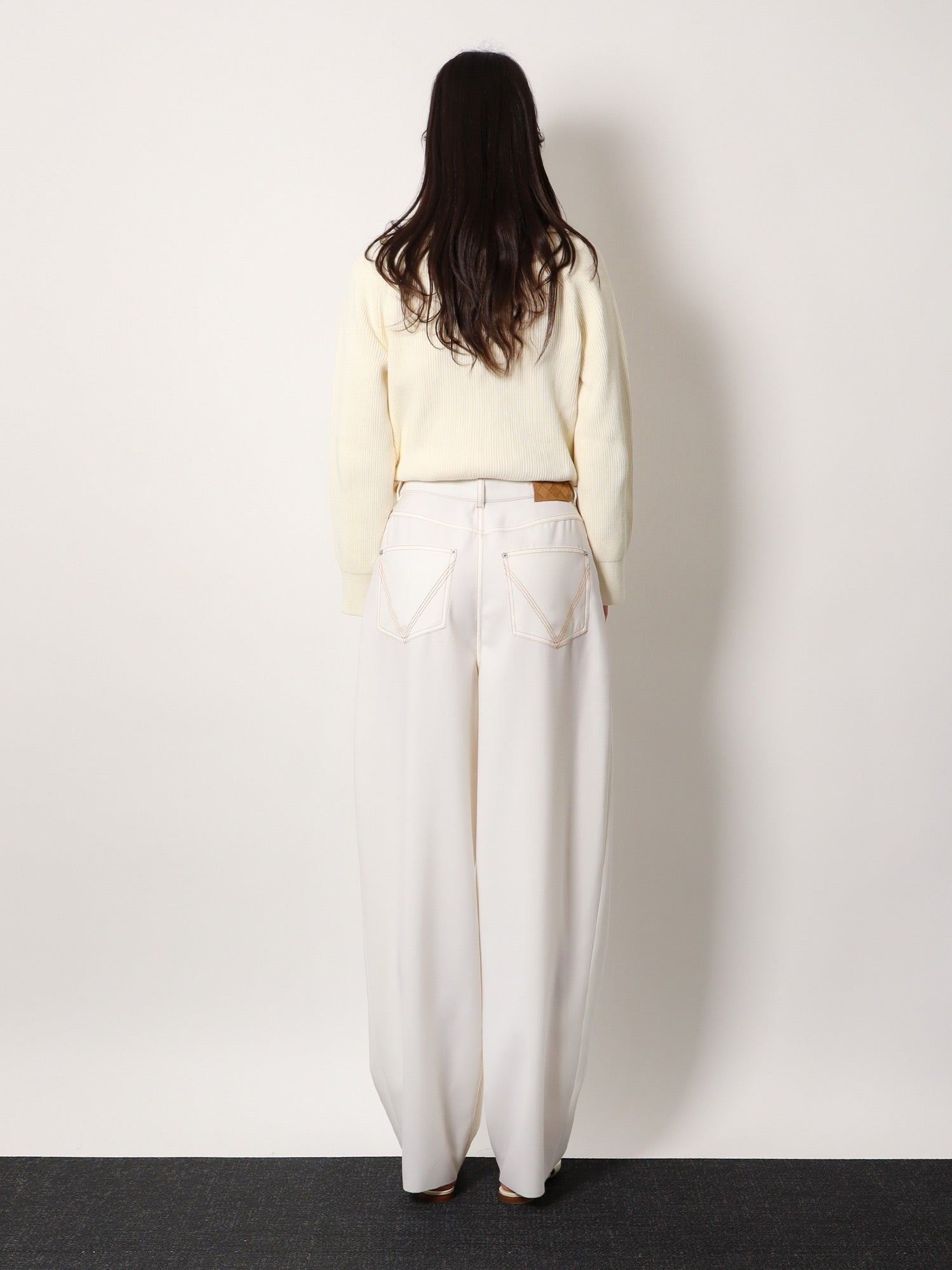 Wool wide leg trouser
