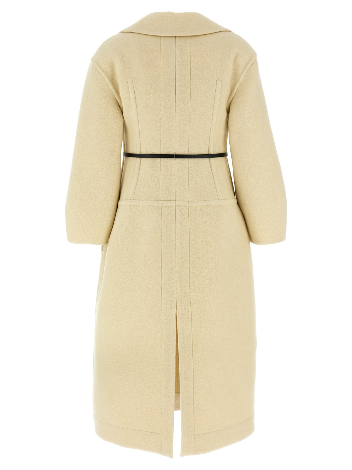 JIL SANDER '02' Virgin wool coat in beige color with a b belt 