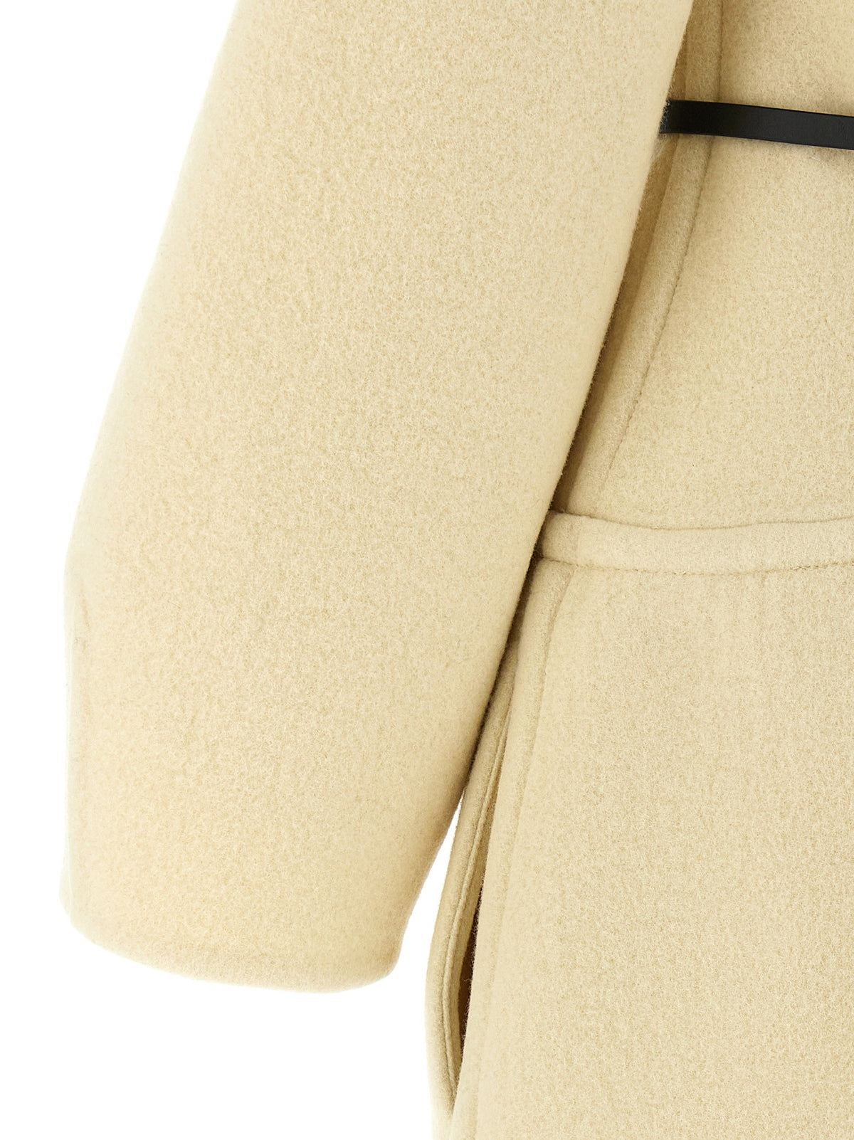 JIL SANDER '02' Virgin wool coat in beige color with a b belt 