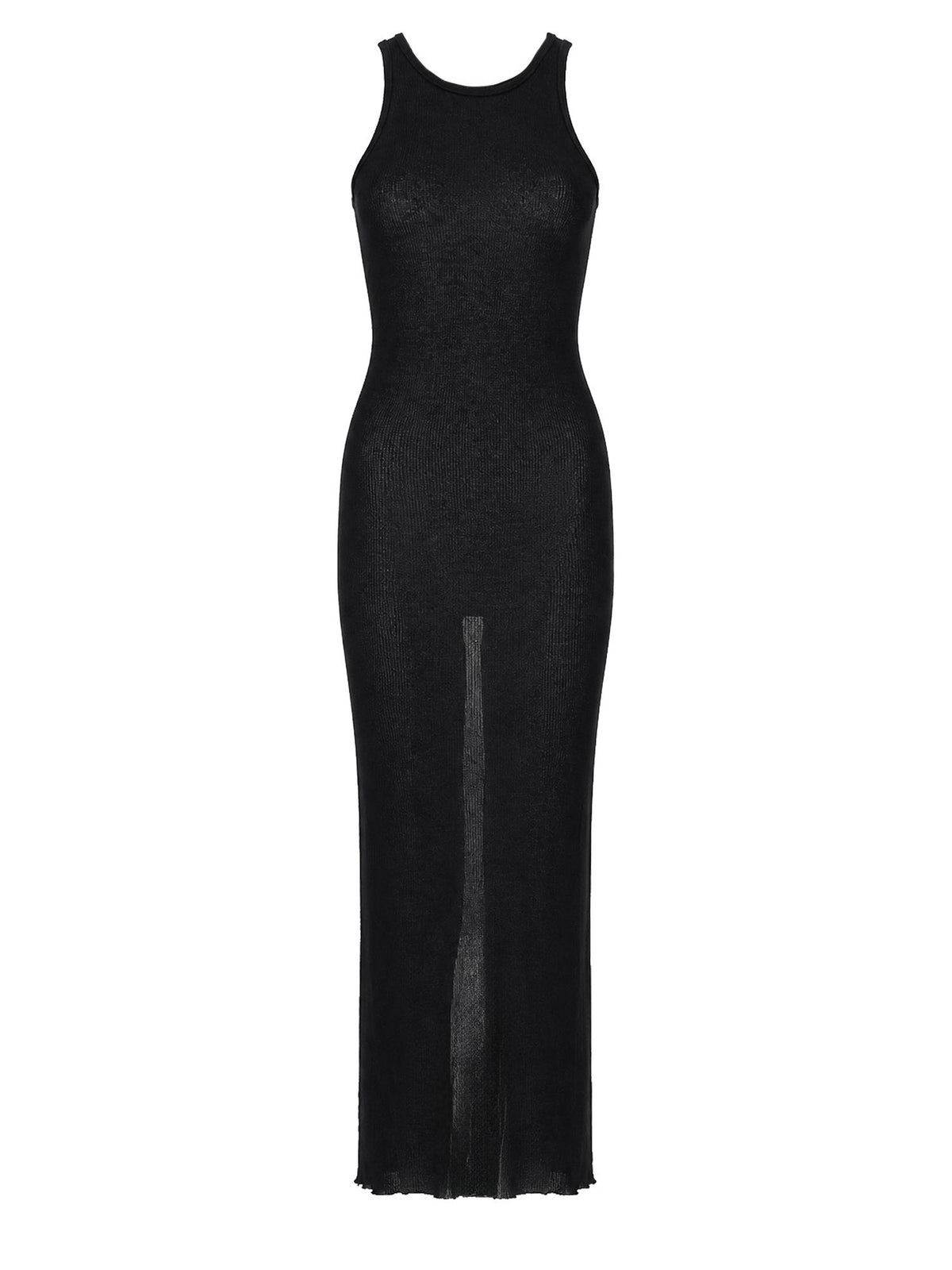 RICK OWENS - Ribbed-knit Racer-back Maxi Dress Black