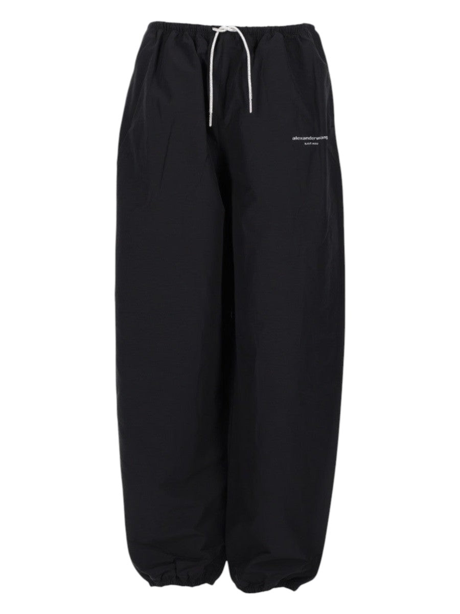 Black pants Alexander Wang with a white drawstring on a white background