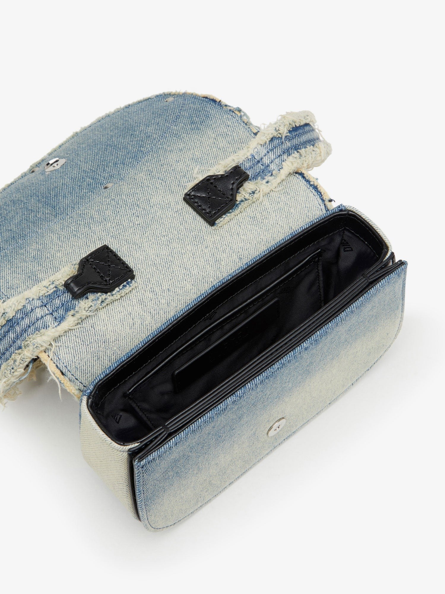 1DR denim shoulder bag with used effect