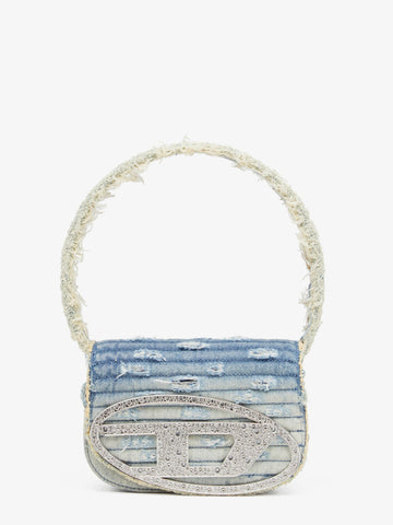 1DR denim shoulder bag with used effect