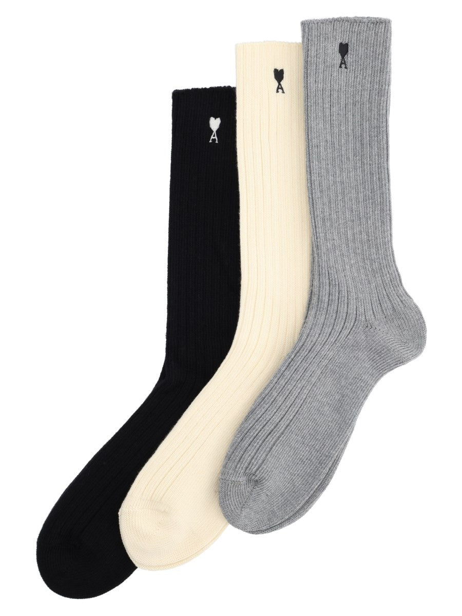 AMI PARIS - Ami de Coeur Socks 3-Pack - Unisex