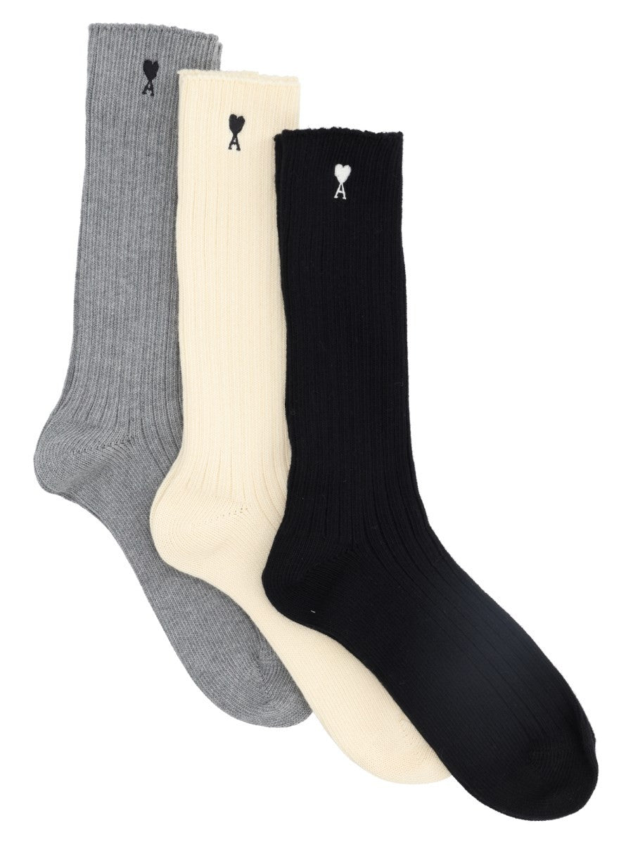 AMI PARIS - Ami de Coeur Socks 3-Pack - Unisex MULTICOLOUR 39-42
