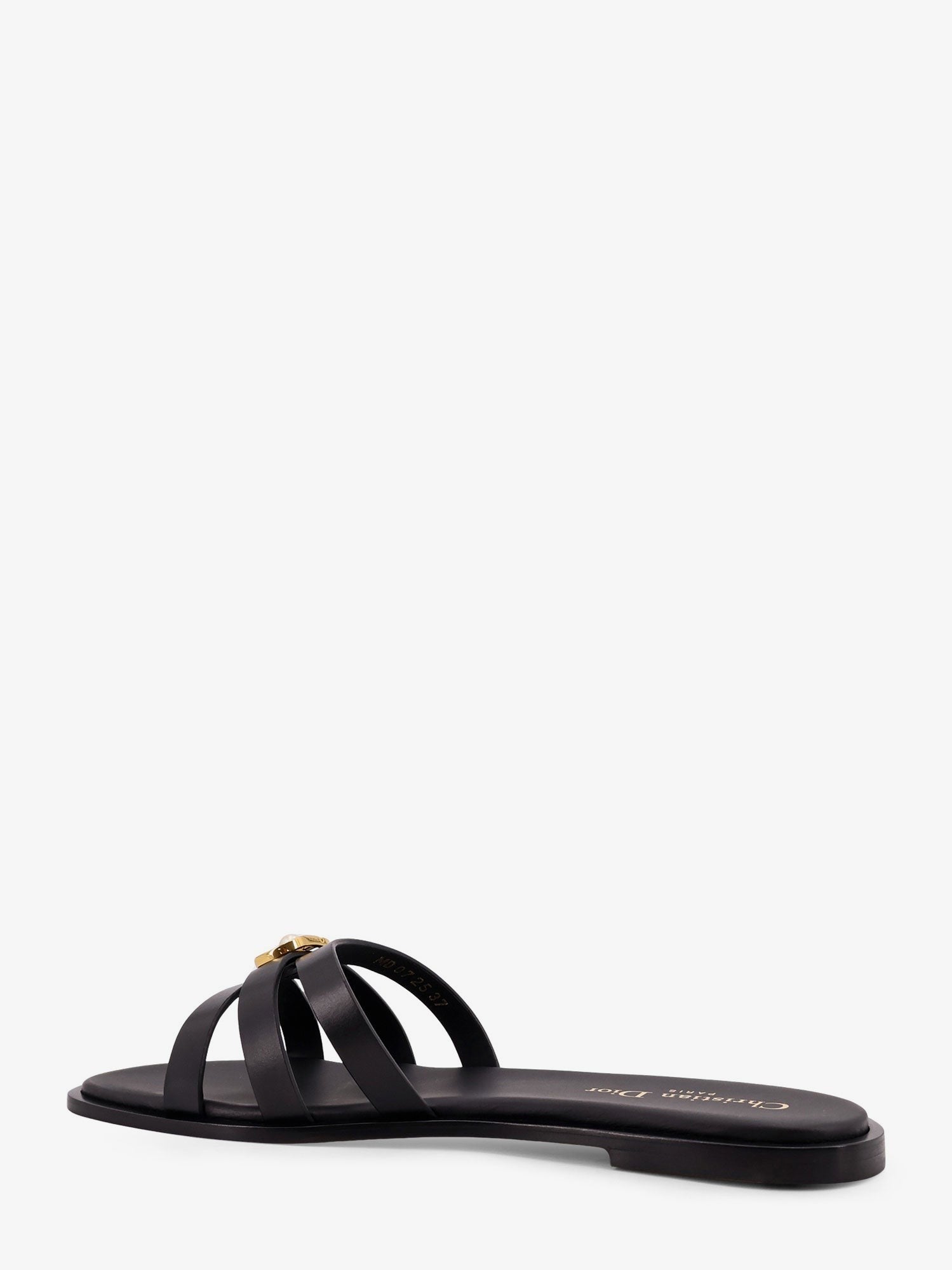 30M leather sandals with metal CD logo