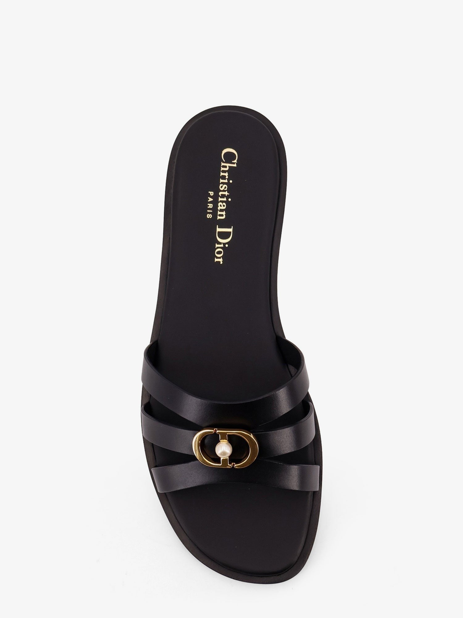 30M leather sandals with metal CD logo