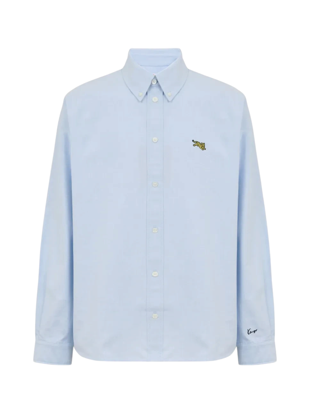 Kenzo - Jumping Tiger Embroidered Cotton Oxford Casual Shirt Azure