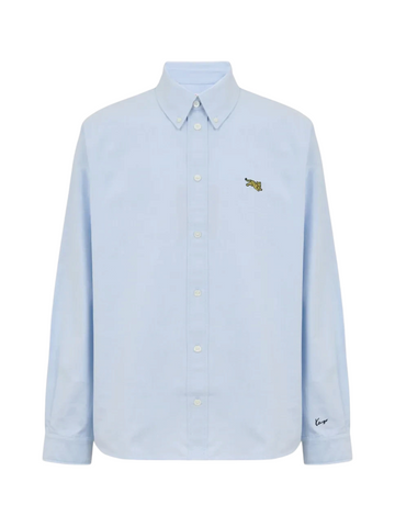 Kenzo - Jumping Tiger Embroidered Cotton Oxford Casual Shirt Azure