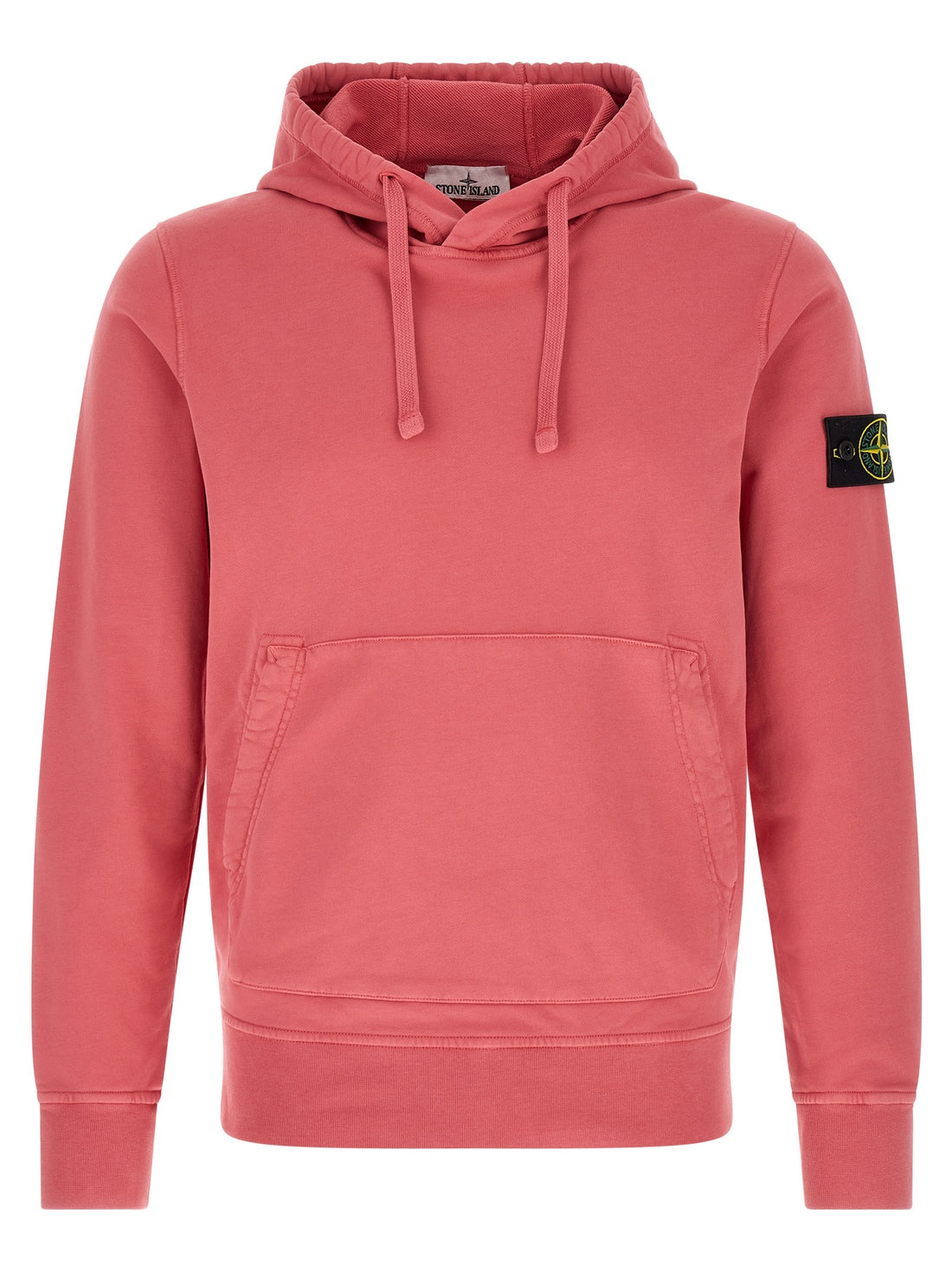 Stone Island 6100062 pink hoodie with compass patch logo and pocket