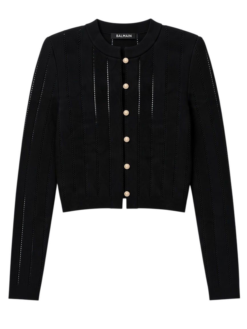 Balmain - Cropped Cardigan Black Black