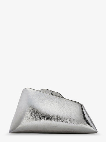 The Attico 8.30 PM laminated leather clutch bag with logo engraved on the bottom