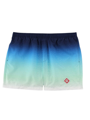 CASABLANCA - Jacquard Swimsuit with Blue Green White Gradient Effect  for men
