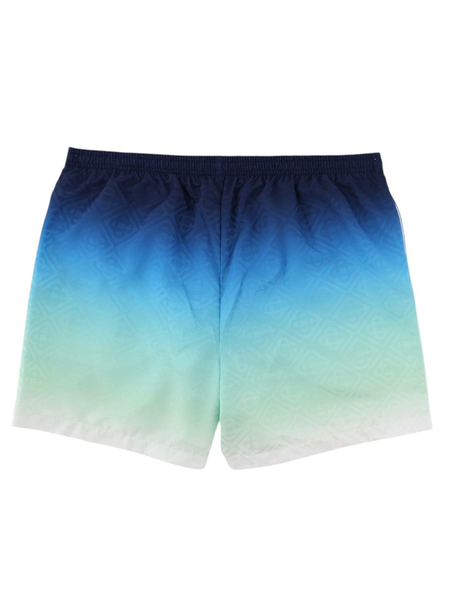 CASABLANCA - Jacquard Swimsuit with Blue Green White Gradient Effect 