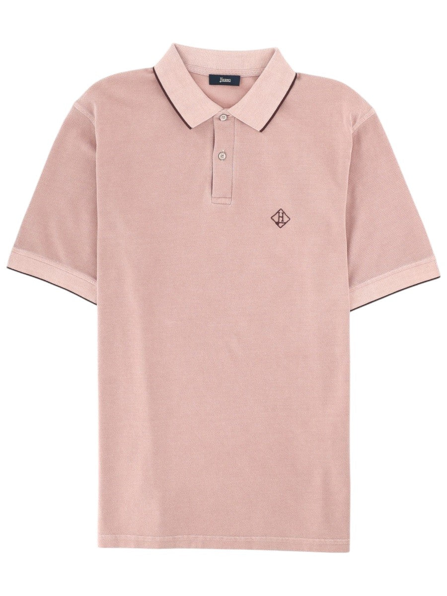 Herno Herno - Pink Cotton Polo with Logo