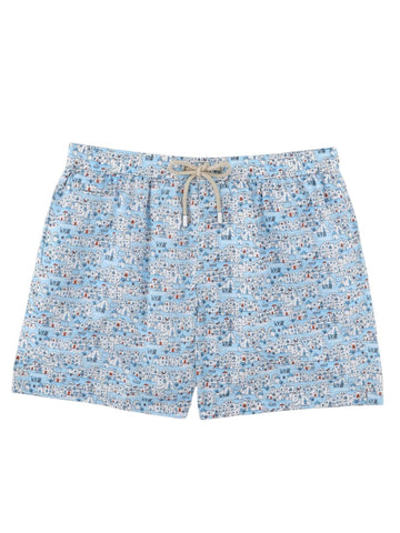 MC2 SAINT BARTH - "Mykonos holiday" Printed Swim Shorts MC2_SAINT_BARTH_-_Printed_Blue_Swim_short_for_men_front