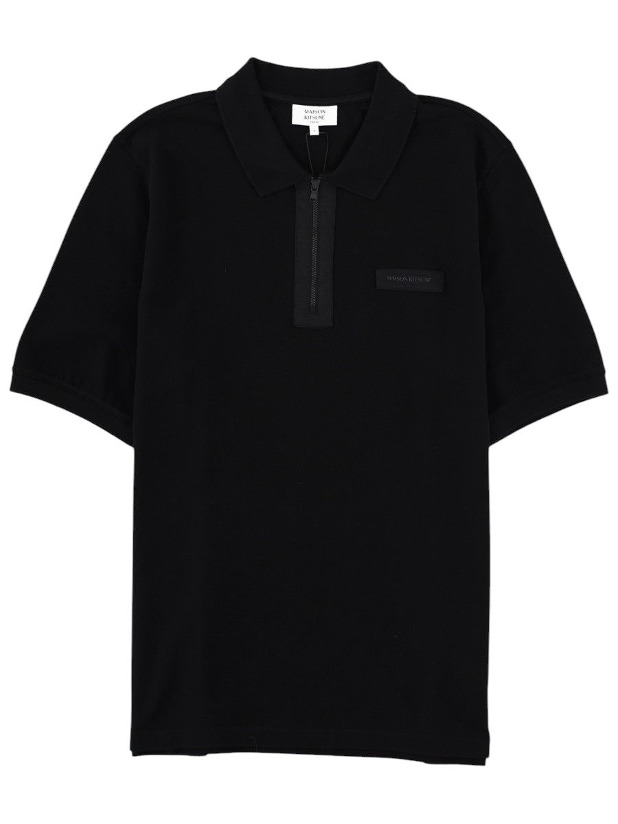 Maison Kitsune Maison Kitsune - POLO CON ZIP E PATCH LOGO