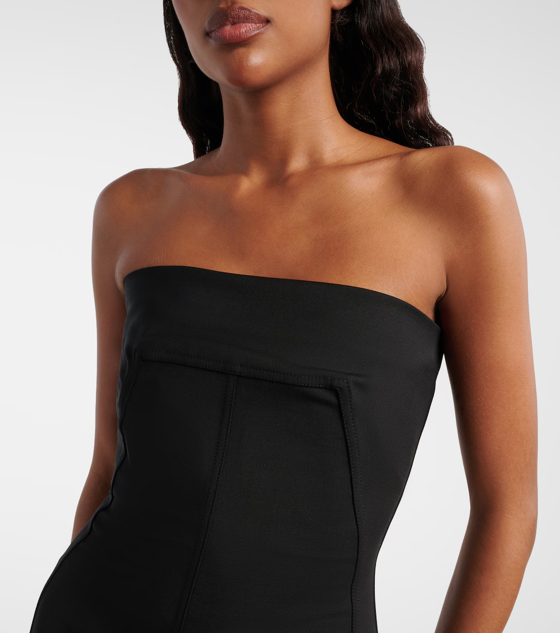 RICK OWENS - Bustier Gown Maxi Wool Blend Dress