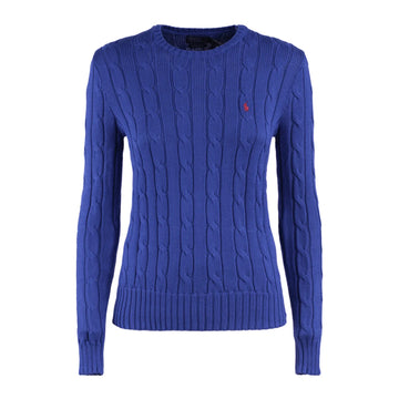 Polo Ralph Lauren - Blue Cable-knit Sweater with Red Logo