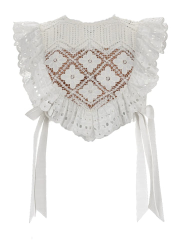 SELF-PORTRAIT SELF-PORTRAIT - CROPTOP IN CROCHET CON INSERTI IN PIZZO