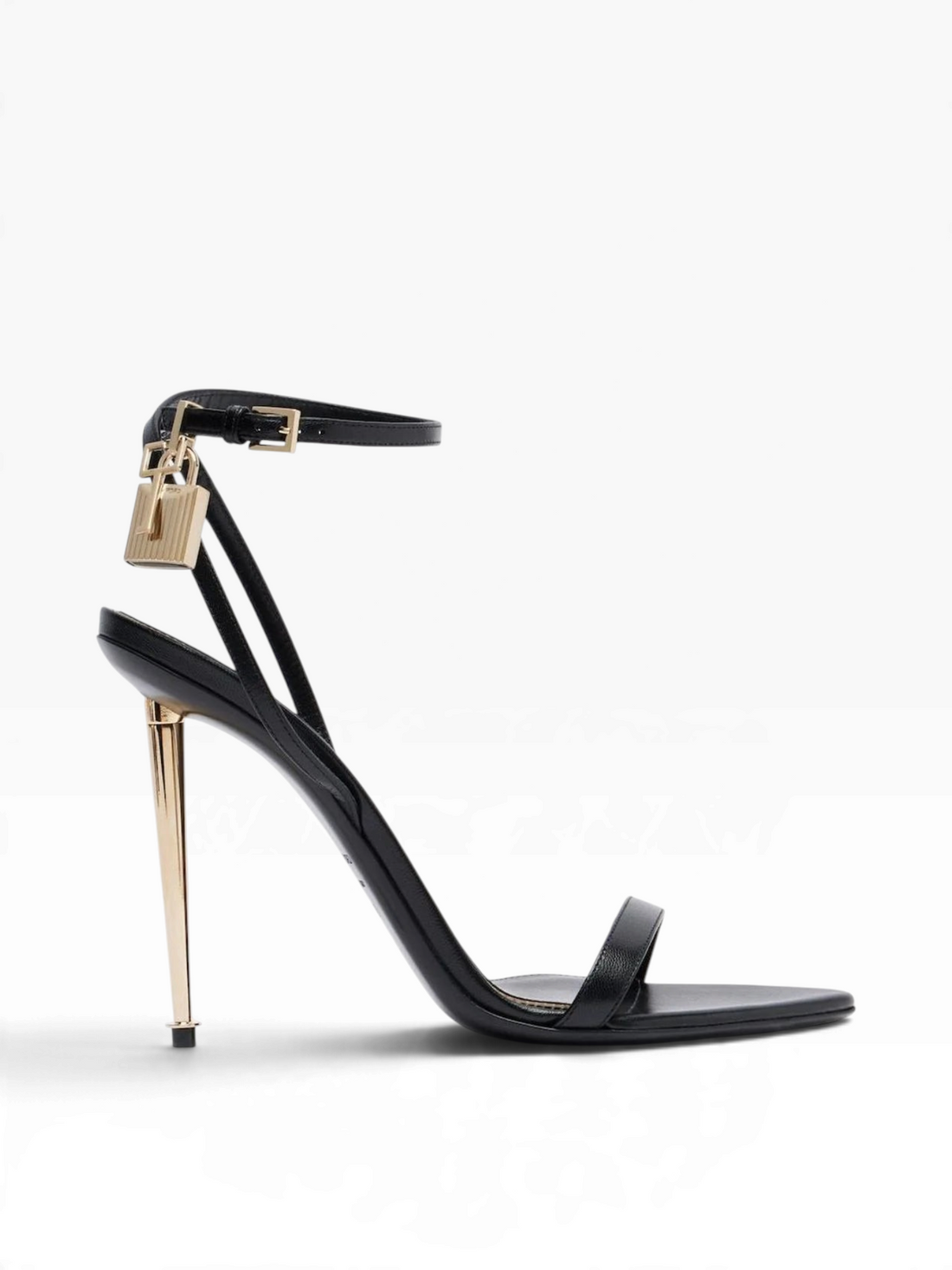 TOM FORD - Shiny Leather Padlock Pointy Naked Sandal