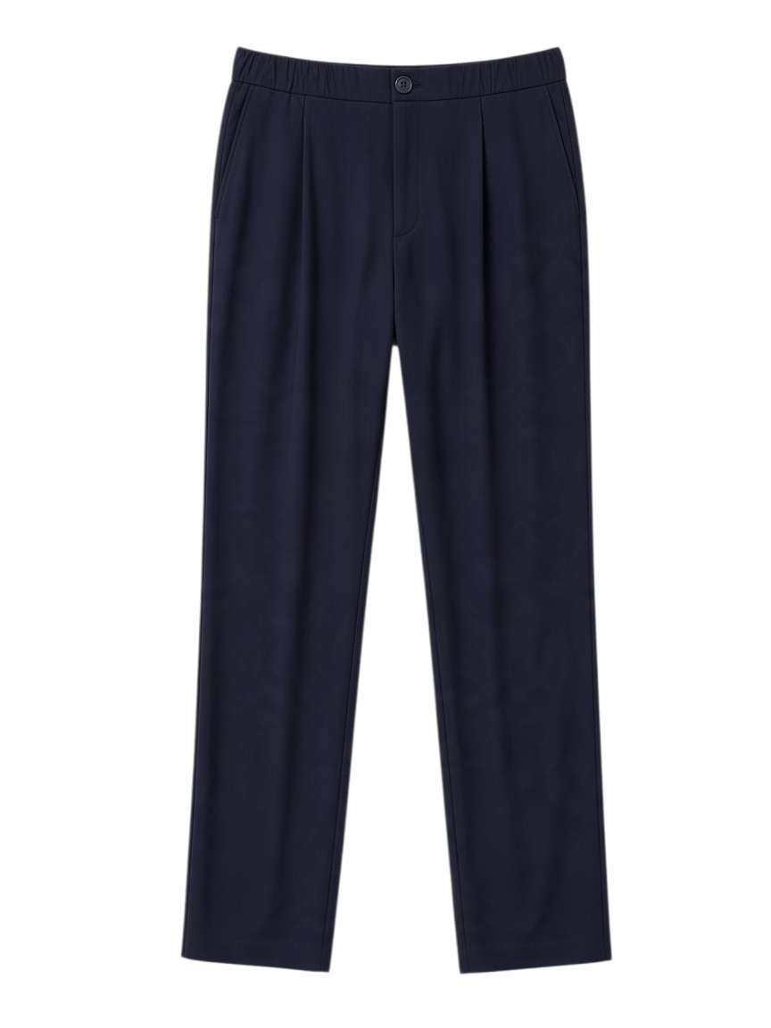 Herno men's navy blue stretch trousers, front view, crafted from polyamide and elastane technical fabric, Made in Italy luxury designer menswear.