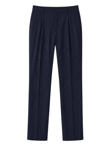 Herno men's navy blue wool-blend trousers, front view, crafted from wool, polyamide, polyester and elastane, premium Italian designer fashion.