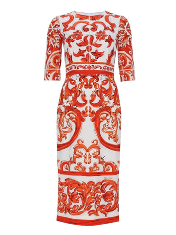 Dolce & Gabbana - Charmuse Midi Dress with A Maiolica Print