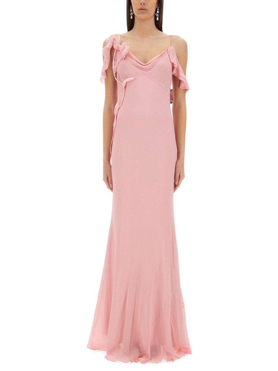 LONG DRESS WITH FLORAL APPLIQUÉS abito-lungo-con-applicazioni-floreali